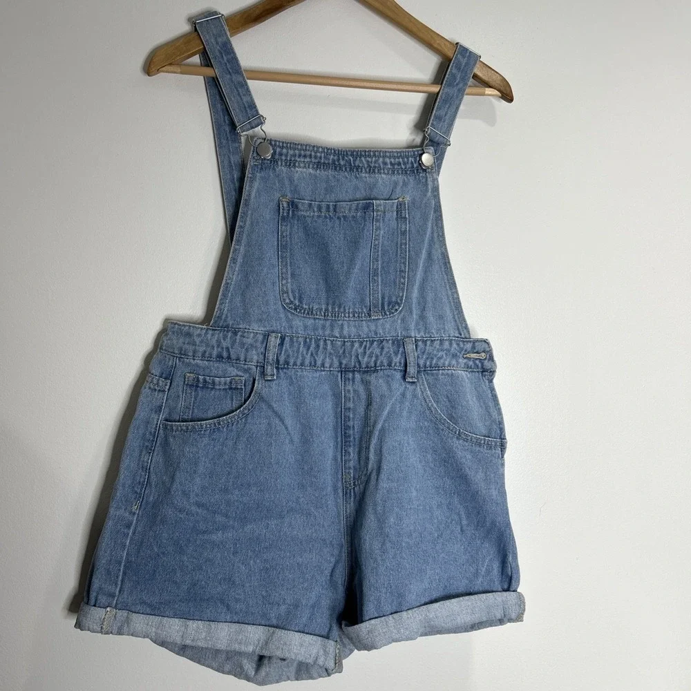 Dazy Women's Overall Jean Shorts‎ Size Large Boho Country